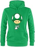Versandkostenfrei EZYshirt® Mario 1 UP Damen Hoodie  Damen Kapuzenpullover  Damen Pullover