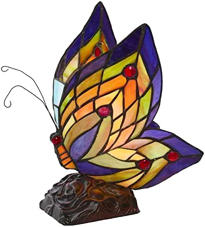 River of Goods - Butterfly Wings - 9.5" H - Stained Glass Lamp - Unique Lamps - Tiffany Lamp Style
