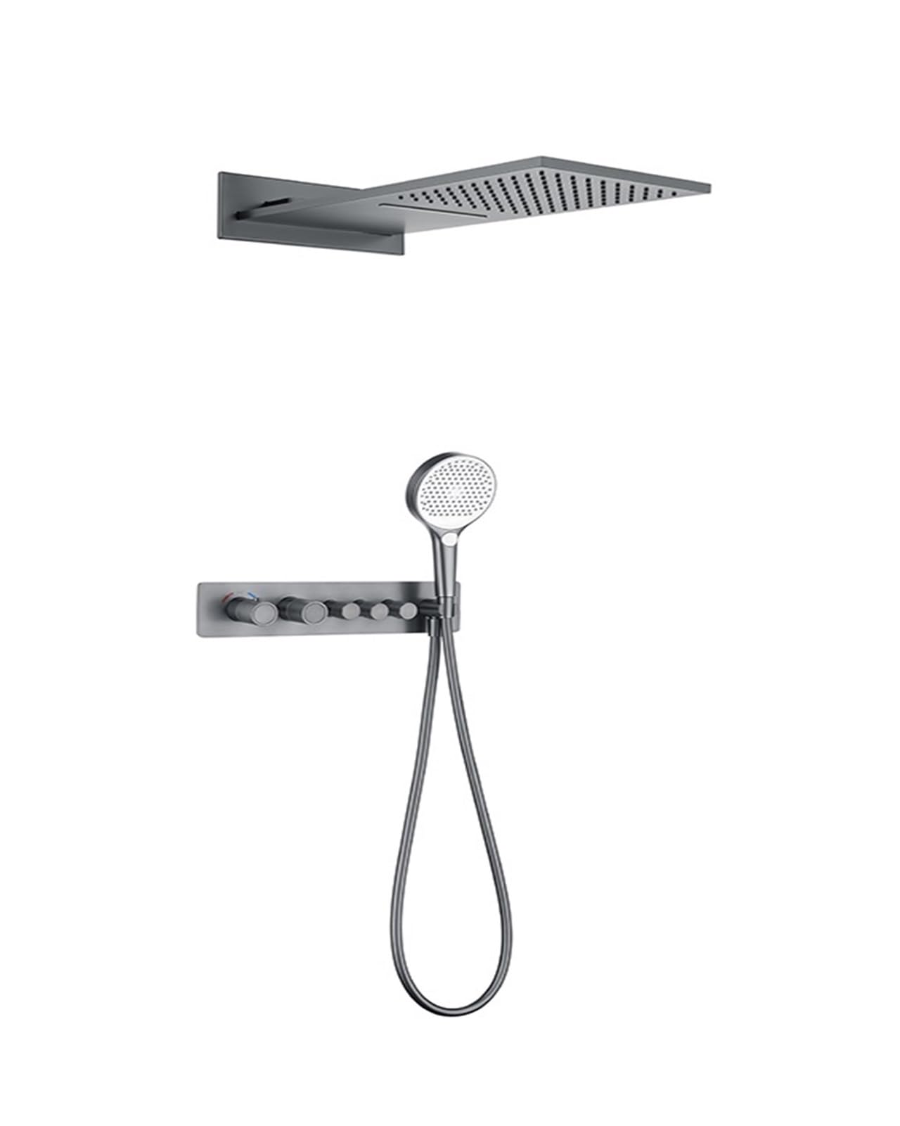 Doccia termostatico for Bagno Nero, Set Miscelatore Doccia for Vasca da Bagno Incassato a Parete in Ottone Massiccio Bianco AH3063(Gun Grey A)