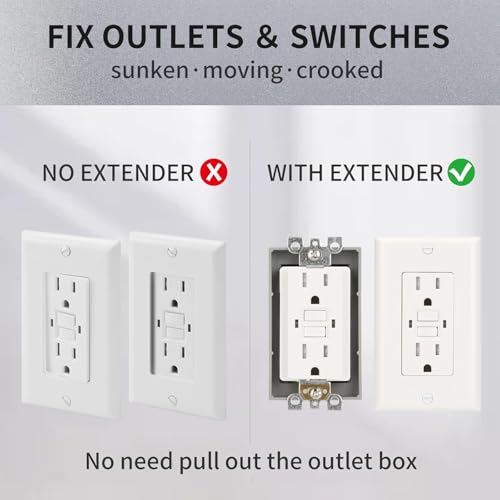 Image of 1 /4Inch Single Gang Receptacle Outlet Box Extenders,Gray,Pack of 6 | Includes 12 screws (6-32 x 1.25); Single Gang Box Extender for Electrical Outlet Box and Electrical Outlet Switches.