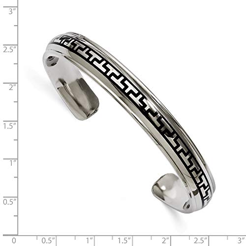 Titanium Polished Black Plated Design Cuff Stackable Bangle Bracelet Measures 10Mm Wide Jewelry Gifts For Women #TOP1