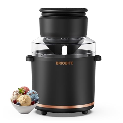 BRIOBITE 1.1 Quart Ice Cream Maker – Electric Ice Cream Machine for Gelato, Milkshakes & Sorbet,Perfect for 2-3 Servings, Easy to Use & Clean,Black