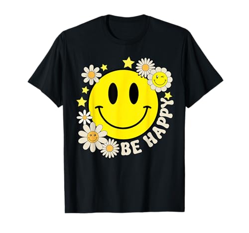 Cute Smile Face Flower Happy Face Flowers Heart Kids Girls T-Shirt
