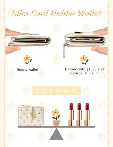 YINHEXI Women's Wallet, Faux Leather, Off White, Water Resistant, 5 Card Slots, 1 Cash Slot, 1 ID Window, 1 Zipper Coin Pocket, Portable, Fashionable, 4.53.71.2 Inch3