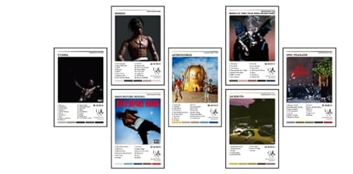 Stussy Canvas Wall Art - Póster de álbum de música de edición limitada firmado de 7 piezas, decoración estética de dormitorio para adolescentes