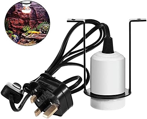 Furado Reptile Heat Lamp Holder, Ceramic Pet Heater Bracket with On/Off Switch & Plug, E27 300W Rotatable Ceramic Heating Bulb Base, E27 Lamp Holder for Snake, Turtle, Lizard and Other Reptile