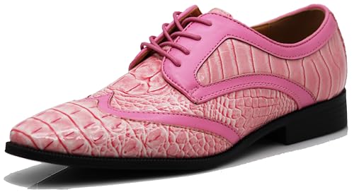 Image of ODN Men's Alligator Crocodile Print Oxfords Fashion Lace Up Dress Shoes