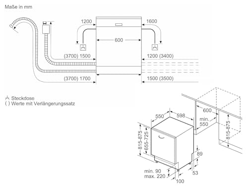Siemens SN65ZX07CE, iQ500 - Lave-vaisselle intelligent, entièrement intégré, 60 cm de large, tiroir à couverts, fabriqué en Allemagne, séchage zéolite, extra silencieux, aquaStop, programme court