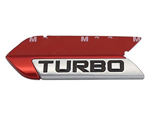 Dsycar 3D Metal Turbo Car Emblem For Auto Turbo Boost Drive Display, Never Fade & 3M Self Adhesive - Red - #TOP3