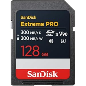 SANDISK Extreme PRO 128 GB SDXC UHS-II Karte (bis zu 300 MB/s Lesegeschwindigkeit & Schreibgeschwindigkeit, V90, 8K)