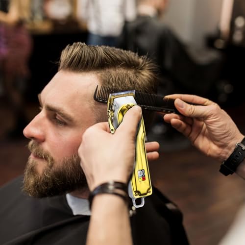 Image of VGR V-140 Professional Salon Series Hair Clipper for Salon & Men's | 300 Min Runtime, 2500mAh Lithium Battery, Taper Lever, LED Display, Metallic Body, 4 Cutting Guide Combs (Gold)