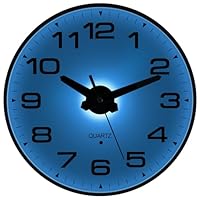 Tikonir Night Light Wall Clocks Battery Operated, 8 Inch Silent Wall Clock for Bedroom Night Glow, Sound Control Luminous Wall Clocks for Living Room Decor, LED Wall Clock Modern for Kitchen Office