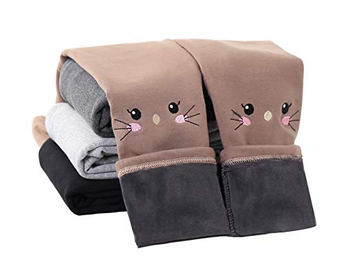 IRELIA Winter Girls Cotton Fleece Lined Leggings Pants Brown XXS - image 1