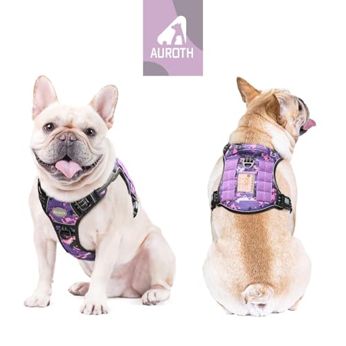 Image of AUROTH Tactical Dog Harness for Small Medium Large Dogs No Pull Adjustable Pet Harness Reflective K9 Working Training Easy Control Pet Vest Military Service Dog Harnesses (S, Purple Camo)
