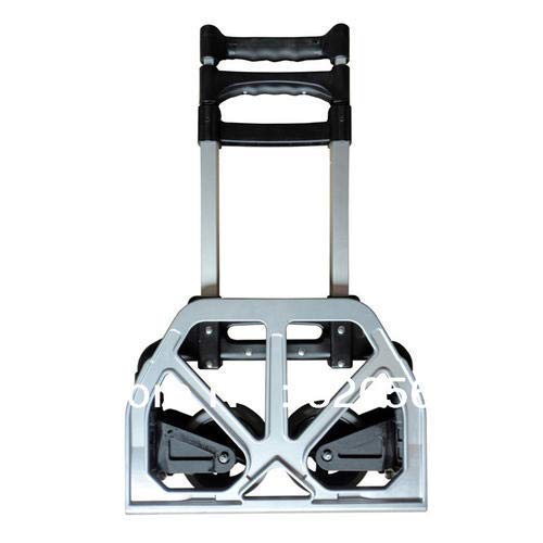 Image of Folding Aluminum Heavy-Duty Luggage Trolley Cart With Telescoping Handle And Rubber Wheels 80 Kg Loading Capacity Hand Shopping Trolley (80 KG)