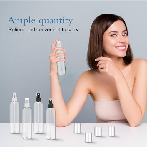 48 Pcs 8 oz Plastic Spray Bottles Refillable Mist Sprayer with Spray Cap Classic Fine Mist Spray Bottles Clear Empty Plastic Travel Bottles for Oils Travel Perfumes Essential (Black,White)3