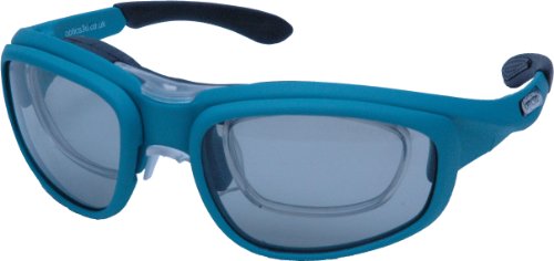 Gafas 3D para personas con miopía RxMulti3D con montura cian e inserto óptico lineal