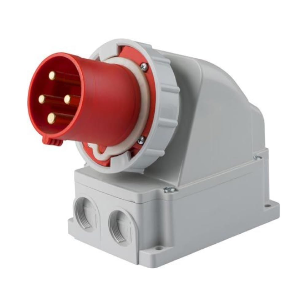 Spina industriale da parete, 380V 400V 415V, 4 poli 3P+T, 63A, IP67 - Rosi 1001068