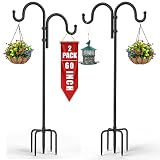 Double Shepherds Hooks, 60 Inch Two Sided Adjustable Bird Feeder Pole with 5 Prongs Base, Heavy Duty