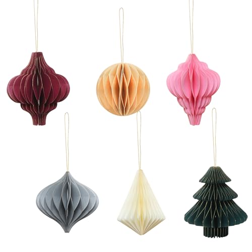 BEELUKY Weihnachtsdekorationen 6 Stück - 3D Papier Waben...