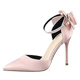  Minetom Damen Elegant Schuhen Mit Hohen Absätzen Schuhe Hochzeit Abend Parteischuhe Sommerschuhe Mit Bowknot Pink 36 EU