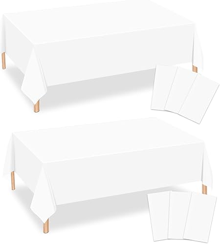 WNINK Paquete de 6 manteles de plástico desechables de 54 x 108 pulgadas, color blanco bebé, para fiestas, despedidas de soltera, bodas, cumpleaños,