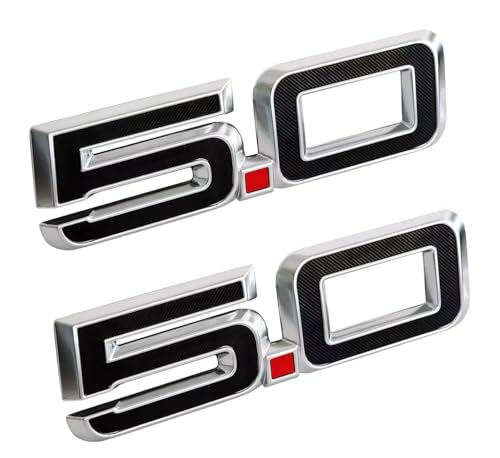 Image of 2pcs Replacement for 2024-2025 5.0 Letters Emblem Door Side 3D Badge Decal Nameplate (Silver Black)