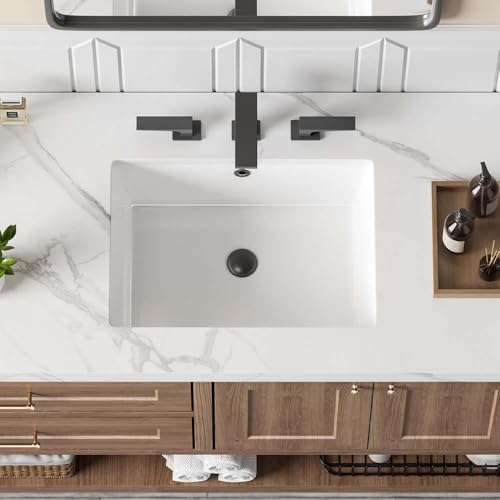 20in Undermount Bathroom Sink Rectangular, 20" x 16" Vessel Sink Rectrangle Undermount Bathroom Sink White Ceramic Lavatory Vanity Vessel Sink with Overflow by kjineaten - Image 6
