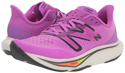 New Balance FuelCell Rebel V3 Tênis de corrida feminino, Rosa cósmico/Blacktop/Neon Dragonfly, 34
