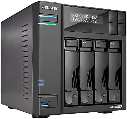 Asustor Lockerstor 4 AS6604T - 4 Bay NAS, Quad-Core 2.0GHz CPU, 2 2.5GbE Ports, 4GB RAM DDR4, 2 M.2 SSD Slots Network Attached Storage (Diskless)