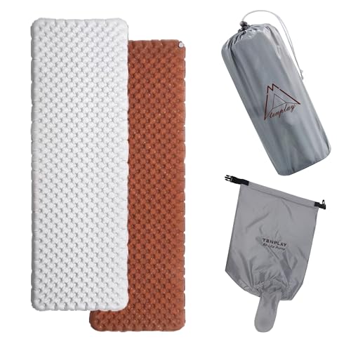TENPLAY 7.2R Isomatte, 12cm Dicke Aufblasbare Isolierklimmatte bis -29°C, Ultraleicht mit Aluminiumschicht für 4-Jahreszeiten, Inkl. Pumpsack, Für Trekking, Wandern & Camping