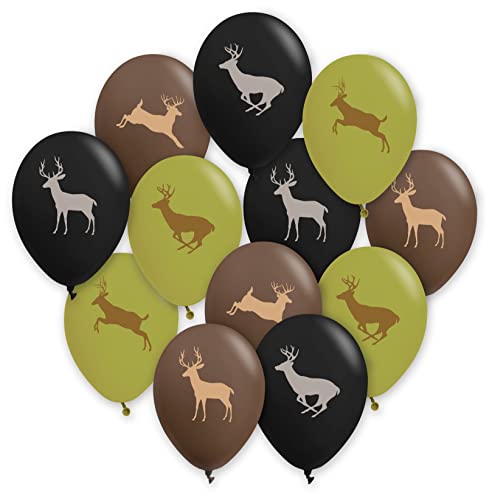 Image of Buck Camo Balloons-12 Pack-12 Inch-Hunting Party Decor-Havercamp | Set of 12 premium hunting-themed balloons for birthdays, graduations, Father's Day, camo parties, and outdoor celebrations.