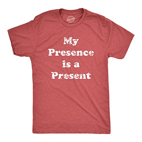 Mens My Presence is A Present T Shirt Funny Xmas Gift Ego Tee for Guys Funny T Shirts Christmas Apparel for Men Novelty Tees for Guys Red - XL