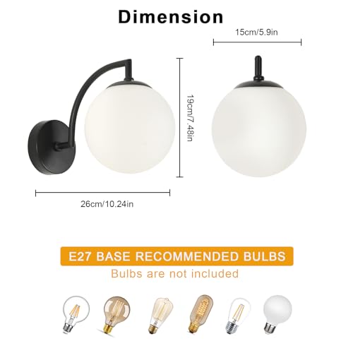 DELIPOP Lámpara de Pared Industrial con Pantalla de Cristal E27 para Interior 4