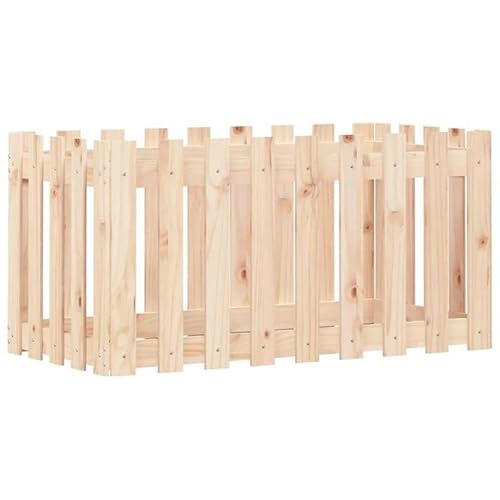 Bancal de madera de pino maciza, diseño de valla de listones de 100 x 50 x 50 cm para el cuidado del jardín, natural y duradero, ideal para cultivo de verduras y parterres de flores