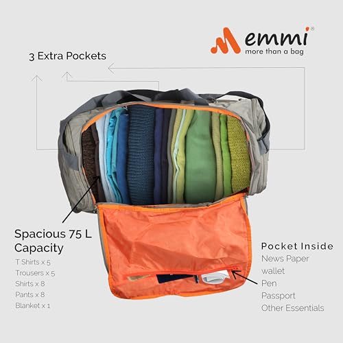 Image of Emmi Radiant Duffle Bag 50 L|Travel Bag for Men and Women |Weekend Holiday and Gym |Sustainable and Durable Cabin Bag|Water Repellent |18 Months Warranty