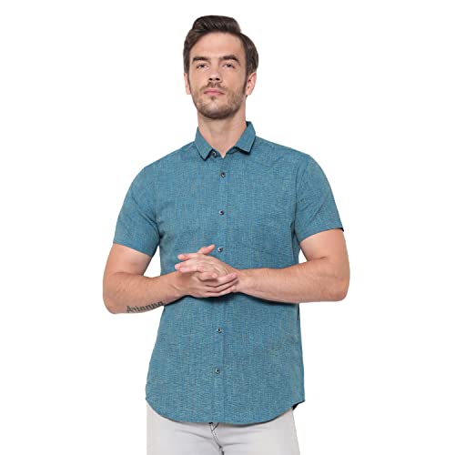 Image of LATEST CHIKAN Men's Cotton Blend Textured Half Sleeves Shirt