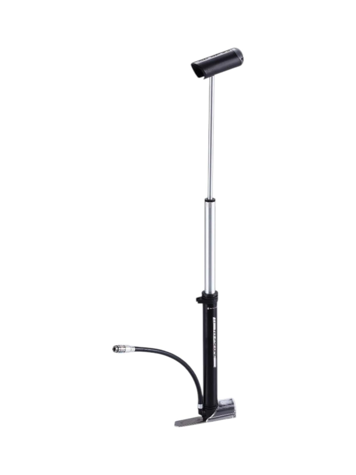 BBB Cycling Mini Pump with Gauge Floor Pump Combination for Bike Tires with Presta, Schrader and Dunlop Valves 115 PSI 8 Bar Frame Mounted High Volume Bicycle Pump Traveller Telescopic BMP-53