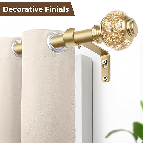 Usfook 1 Inch Gold Curtain Rods For Windows 72 To 144 Inches thumb #3
