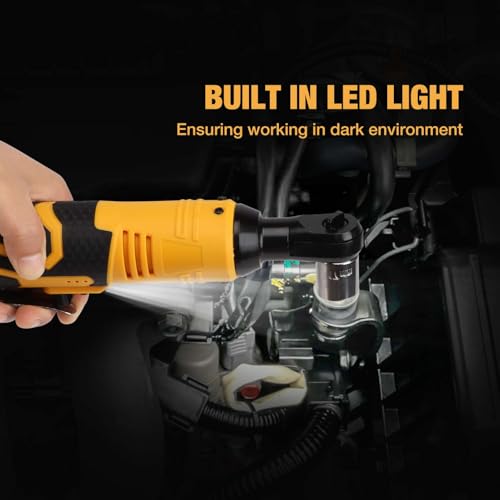 3/8 Cordless Electric Ratchet Wrench Set with 7 Sockets, 500RPM, 18V Power, LED Light, and 2-Pack 1300mAh Batteries