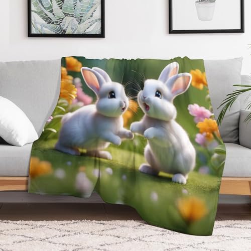Couverture canapé lapin mignon en flannel douce 130x150cm