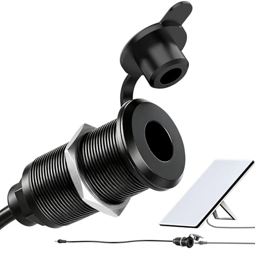 RVSPARK RV Waterproof Pass Through Wall Socket for Starlink Mini, Recessed Mount Aluminum DC 5.5 x 2.1 Female Power Bulkhead Connector Outlet Plug Port for Campervan Motorhome Boat Battery Box