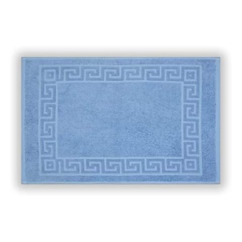 Gailarde Terry Towelling Bath Mat 700g, Petrol | 100% Cotton Towel Rug, Greek Key Border Design, Machine Washable Mats | Indoor Rugs, Bathroom Towels, Shower Accessory Cover