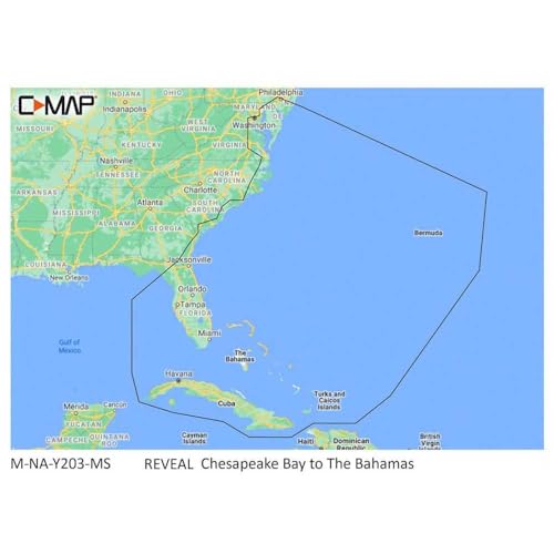 C-MAP Reveal Coastal - Chesapeake Bay to The Bahamas, Map Card for Marine GPS Navigation