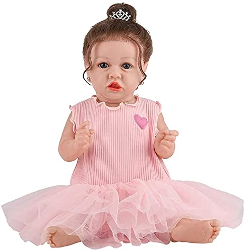 MWKL Lebensechte realistische Badepuppen Nettes Reborn Baby 58cm Reborn Puppe Schöne Simulationspuppe 22 Zoll…