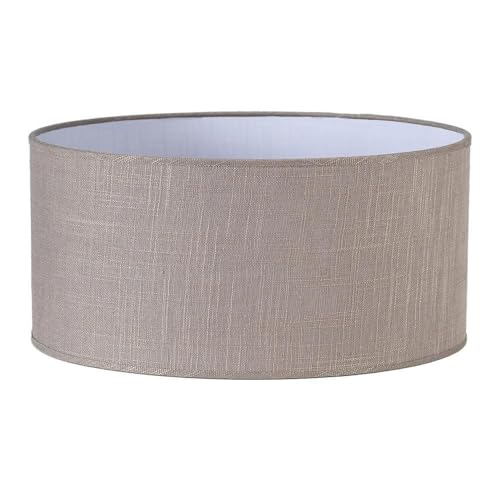 VoltShine Zylindrischer Lampenschirm aus Leinen, grau, Durchmesser 60 cm, Höhe 30 cm, ideal für Lampen