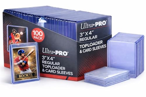 Ultra PRO 3' x 4' Clear Regular TopLoaders For Cards With Card Sleeves Bundle Standard Size 100ct Trading Baseball Toploader Card Sleeve Protectors