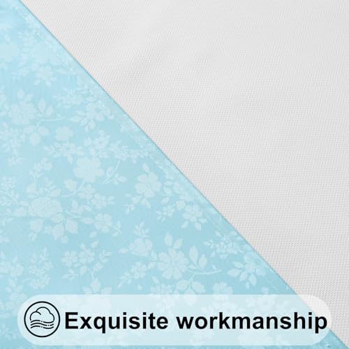 Image of Smiry Waterproof Heavy Duty Vinyl Fitted Tablecloth for 36 inch-44 inch Round Table | Elastic Plastic Table Cloth, Wipeable Washable Floral Patio Table Cover for Picnic, Kitchen and Dining, Ice Blue