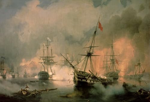 Tableau sur toile Bataille de Navarin Ivan Aivazovsky - Grand art décoratif mural 60x90