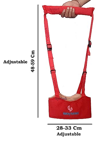 Image of Baby Walking Harness - Handheld Kids Walker Helper - Toddler Infant Walker Harness Assistant Belt - Child Learning Walk Support Assist Trainer Tool - for 7-24 Month Old (Red)